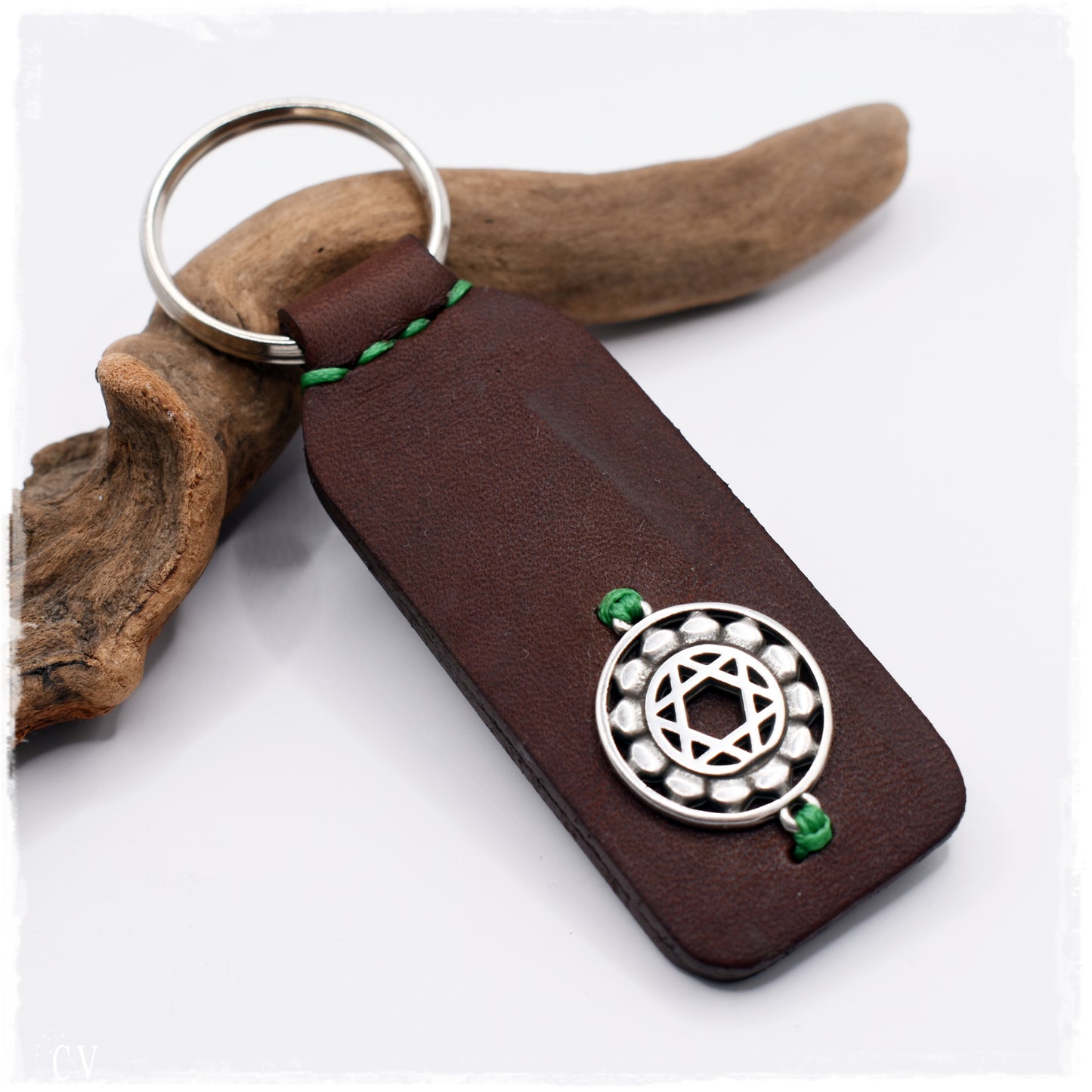 Heart Chakra Leather Keychain