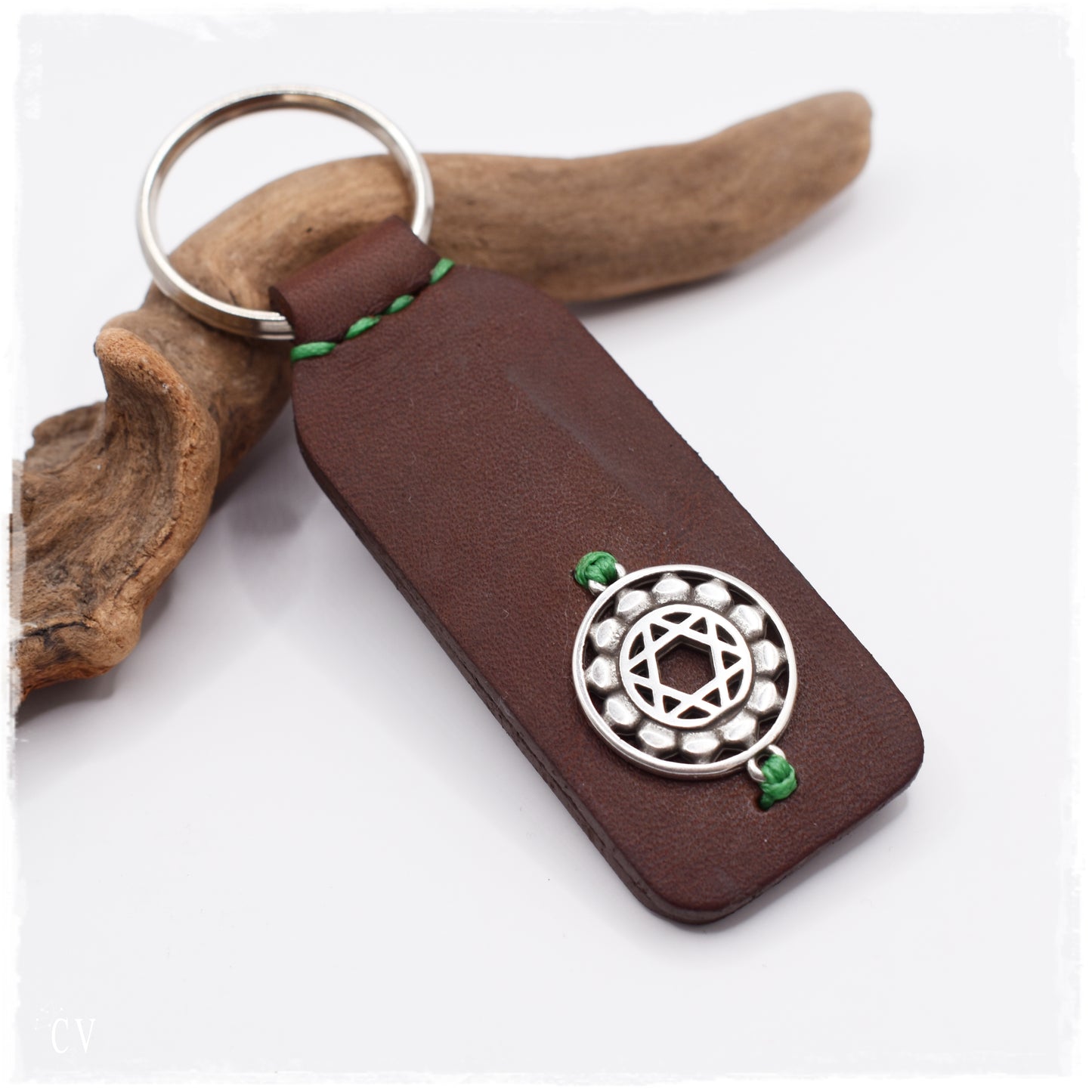 Heart Chakra Leather Keychain