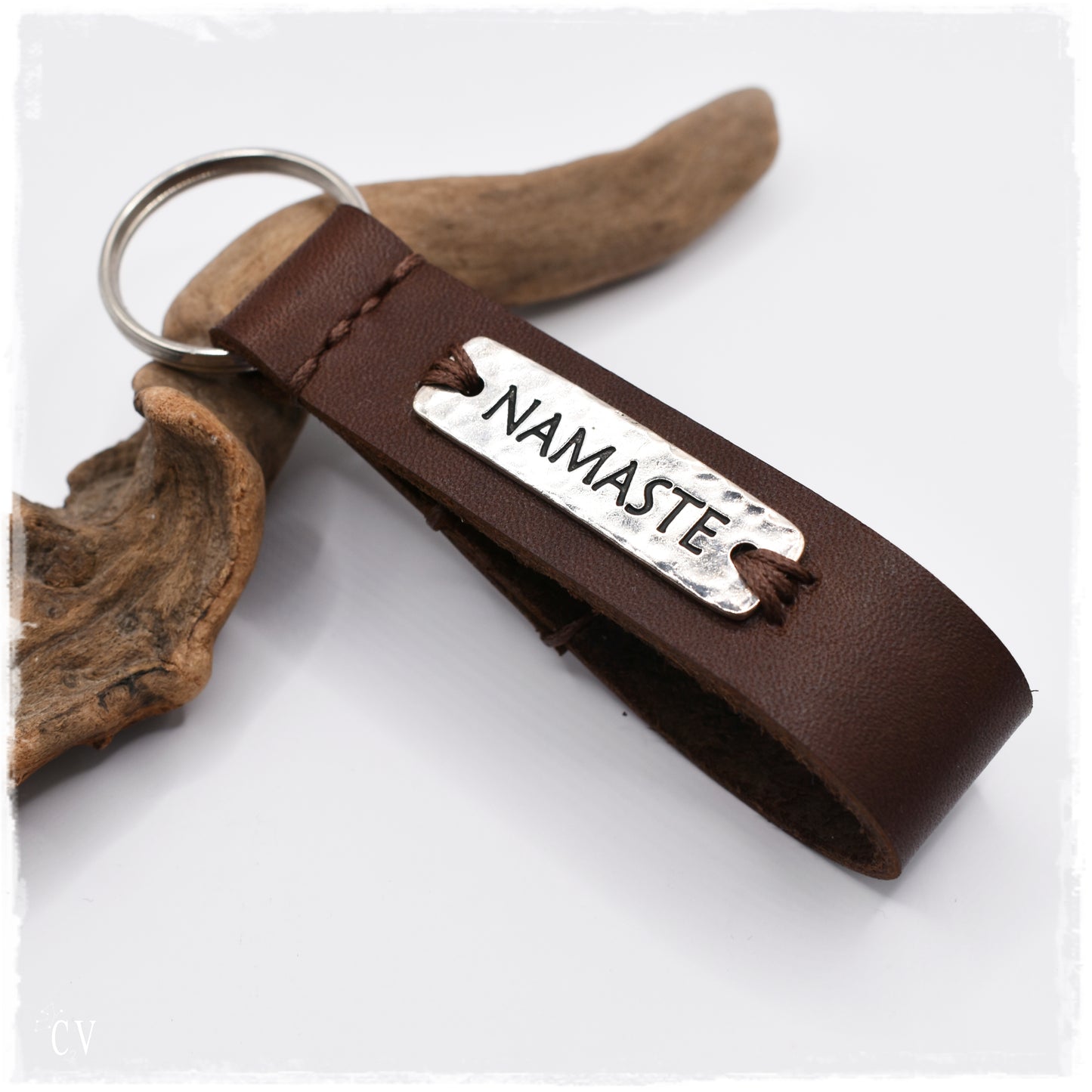 NAMASTE Leather Keyfob