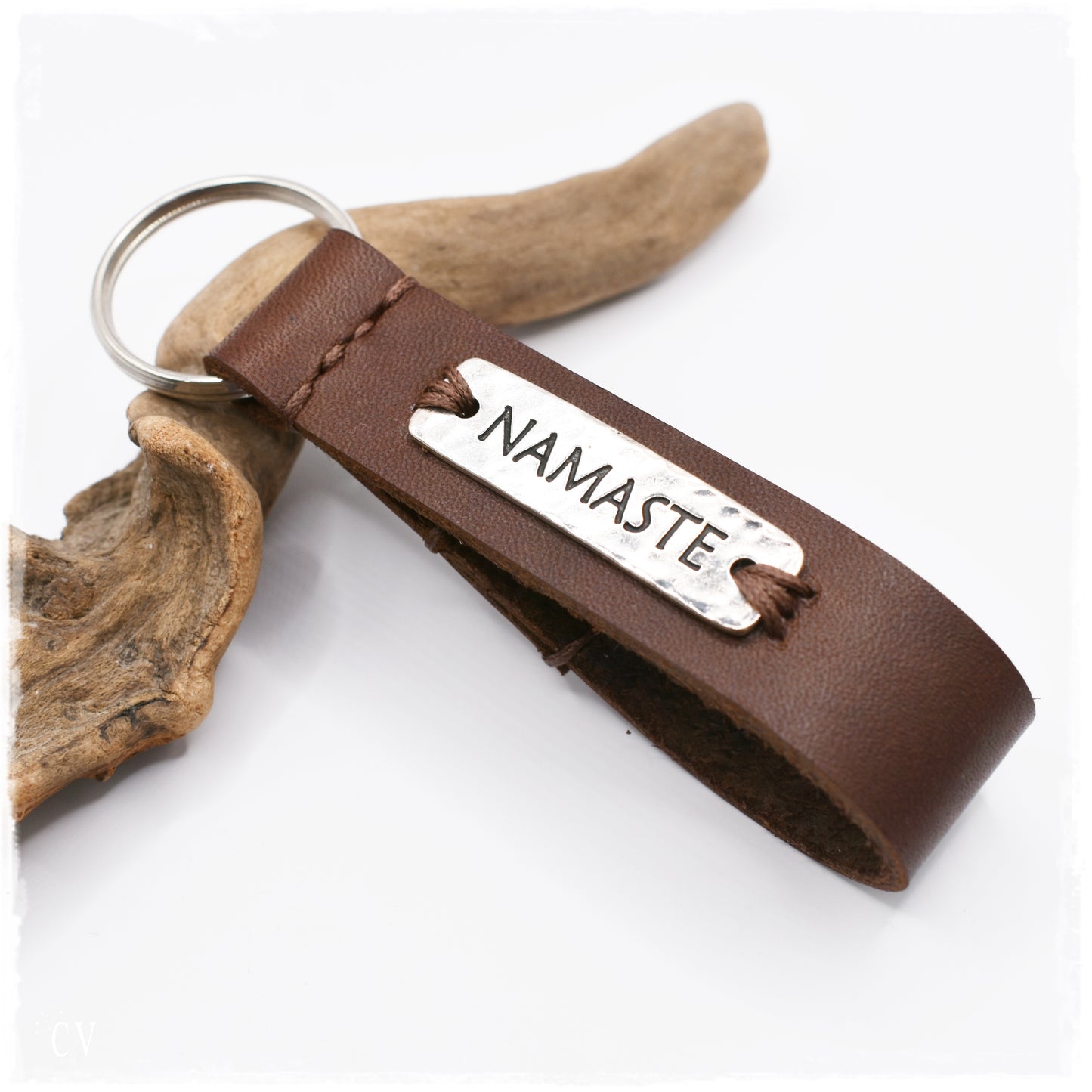 NAMASTE Leather Keyfob