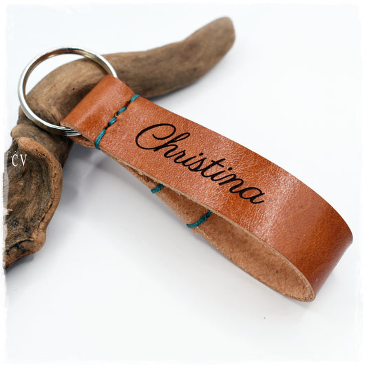 Engraved Leather Keyfob