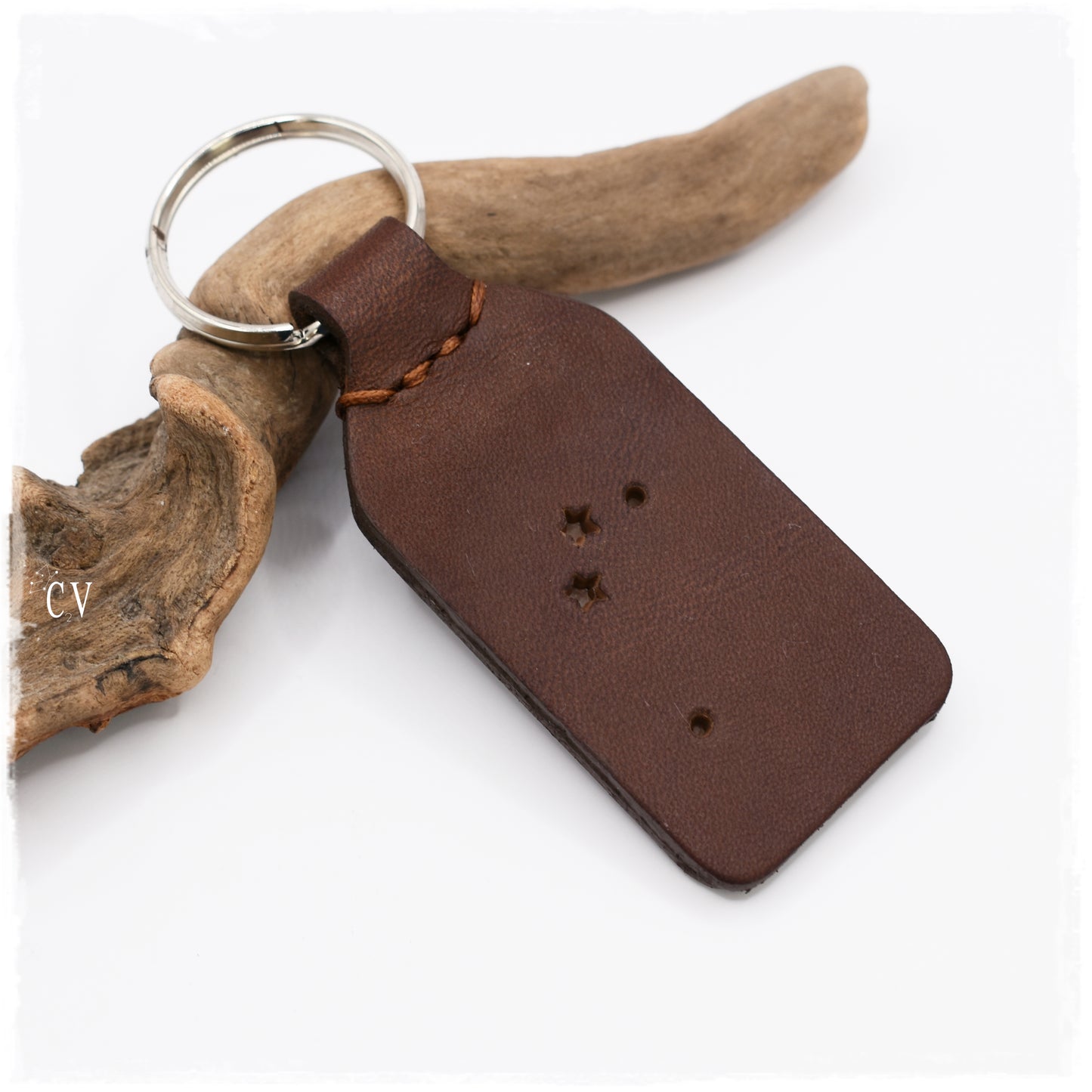 Aries Leather Keychain