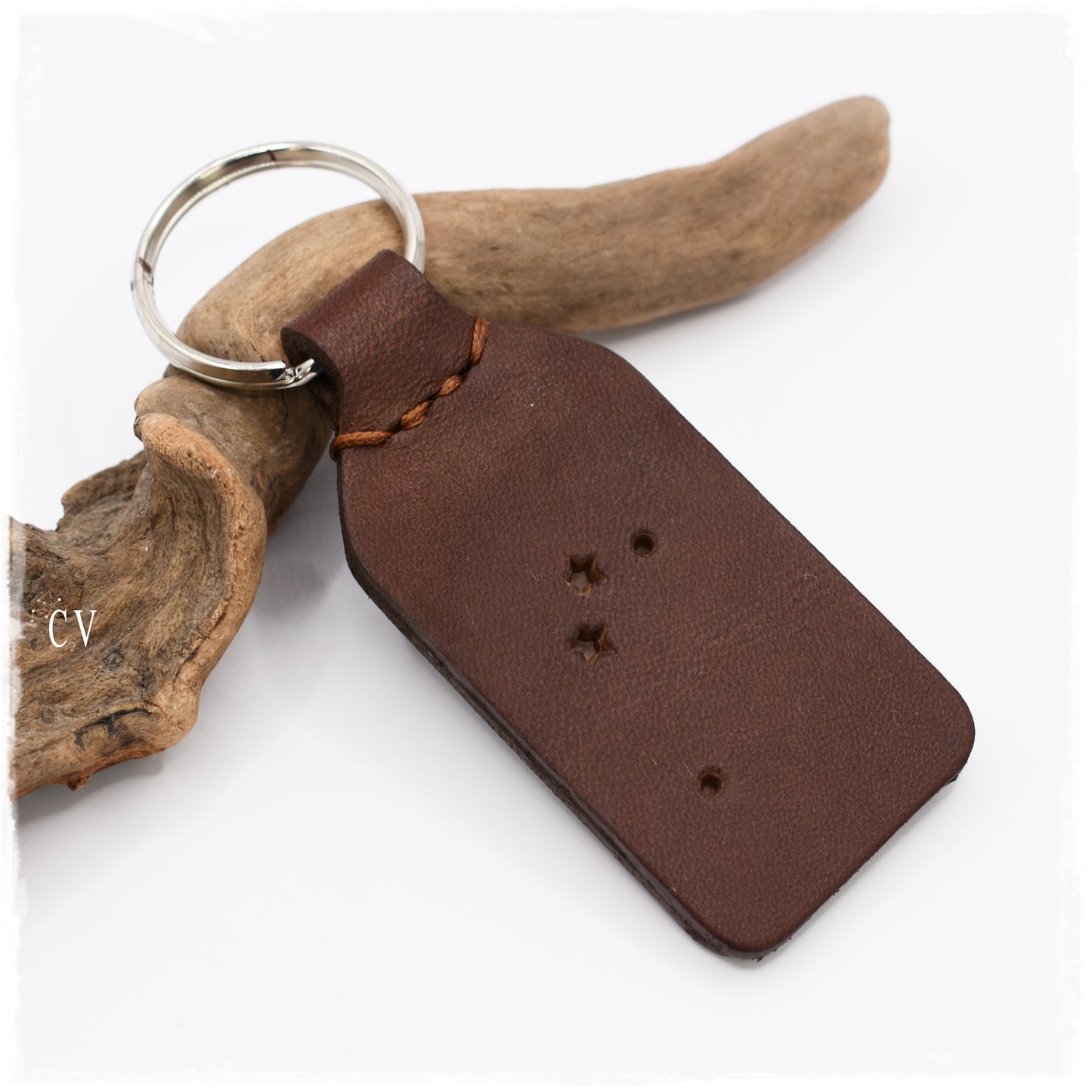 Aries Leather Keychain