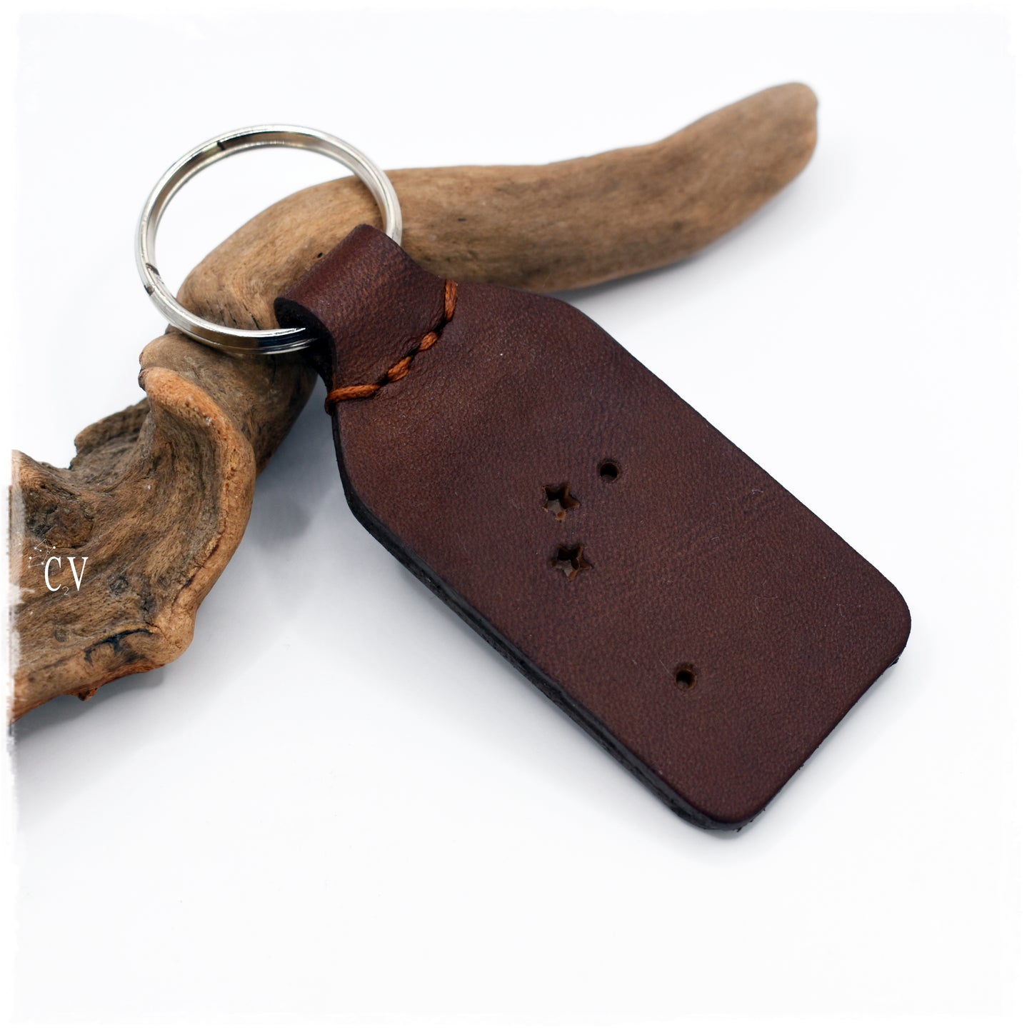 Aries Leather Keychain