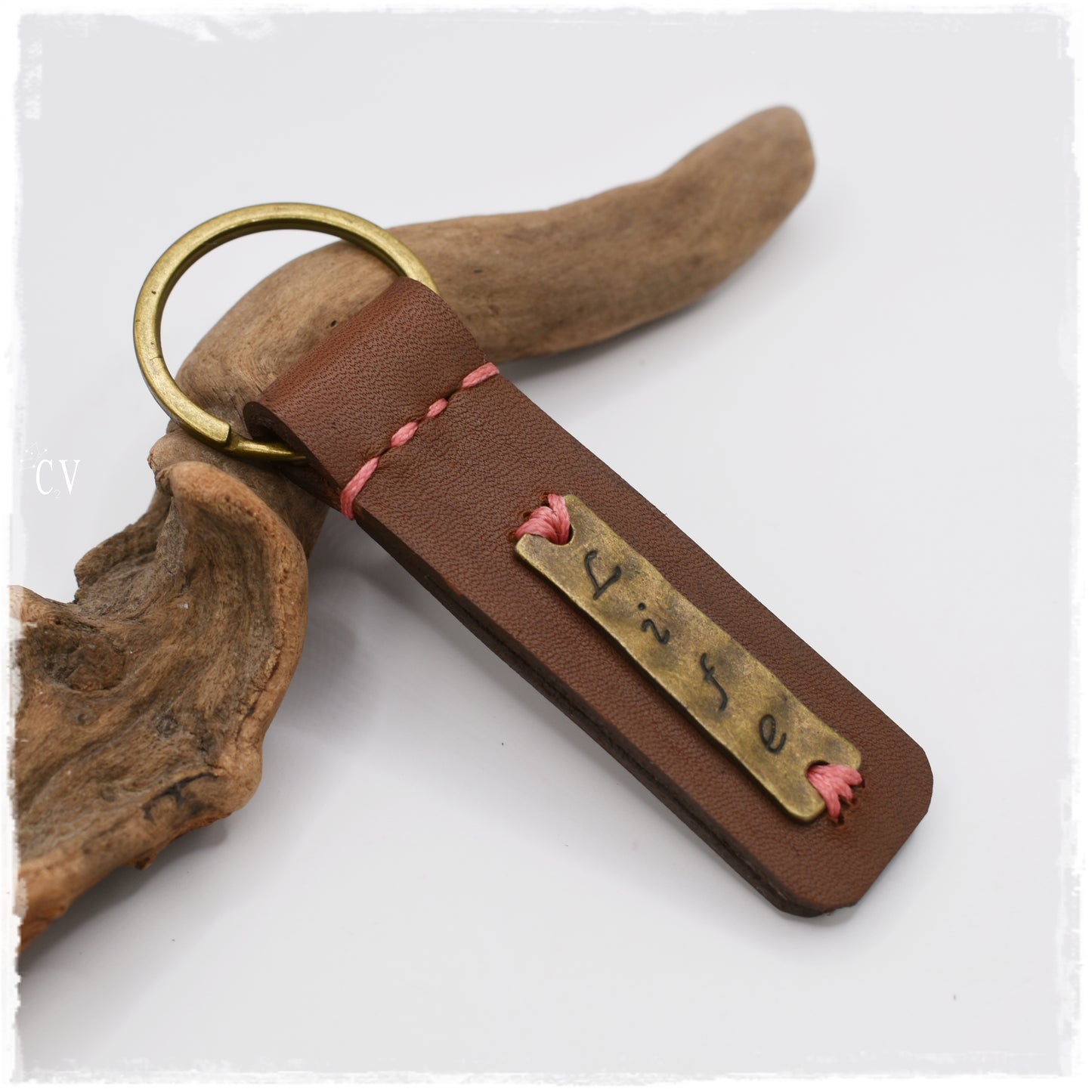 "Life" Motivational Leather Keychain