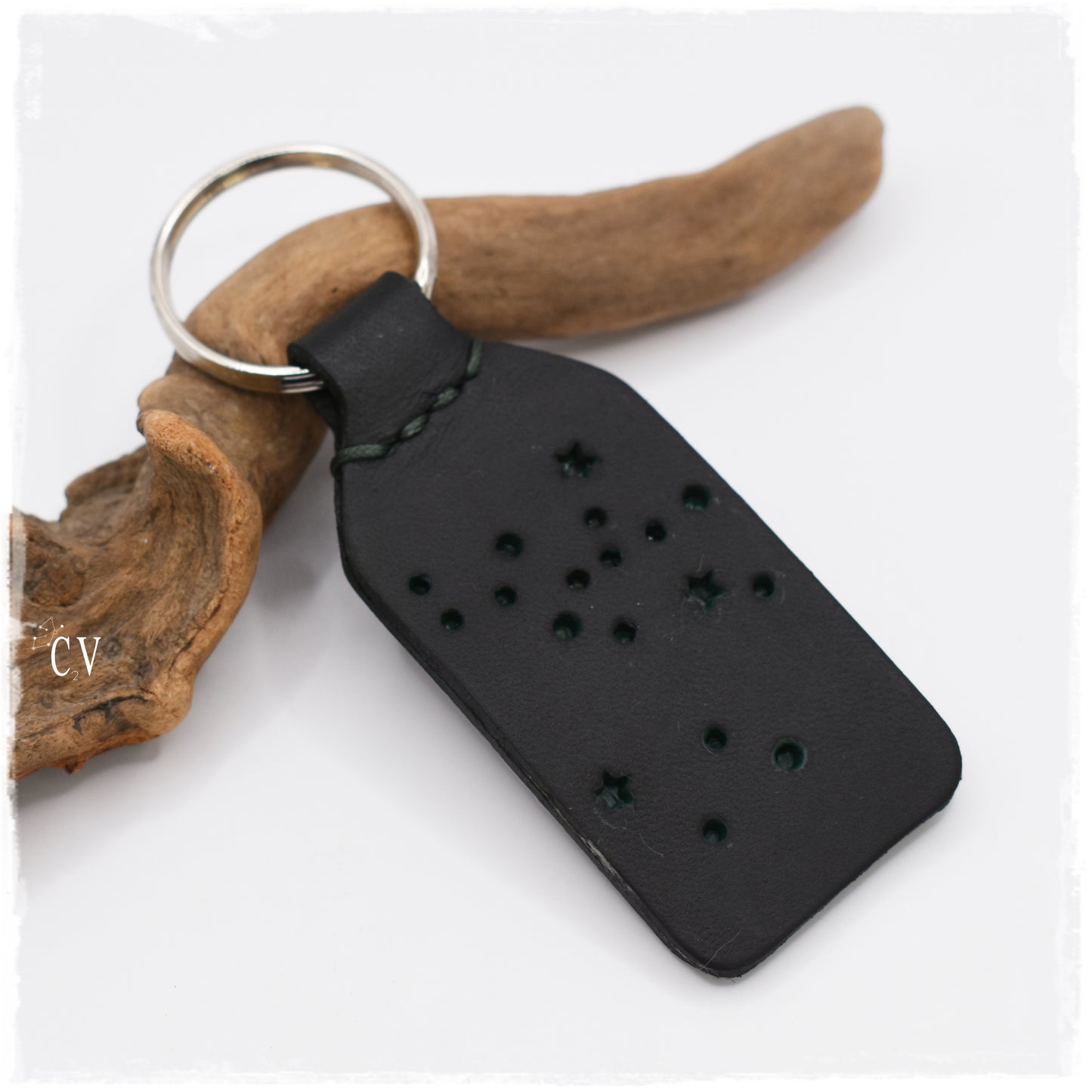 Aries Leather Keychain