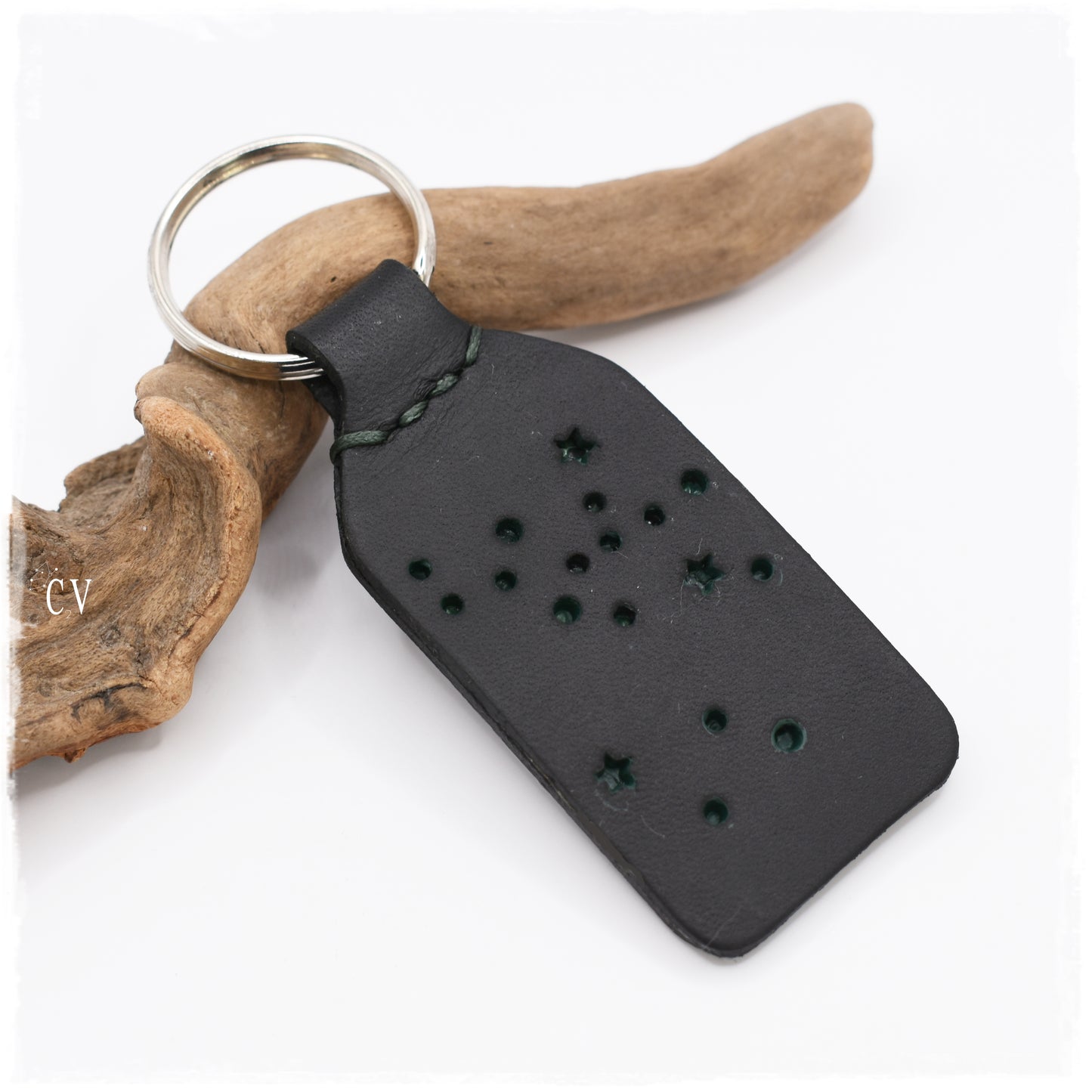 Aries Leather Keychain