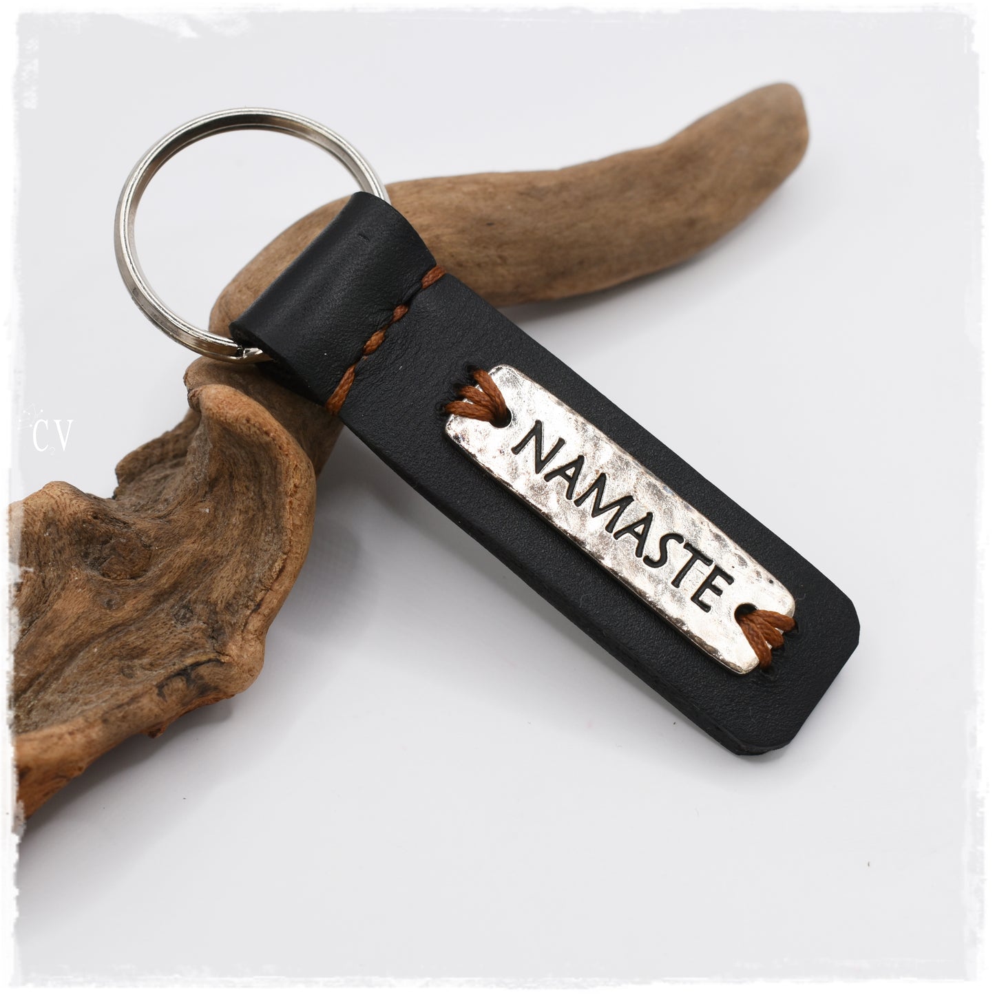 NAMASTE Leather Keychain