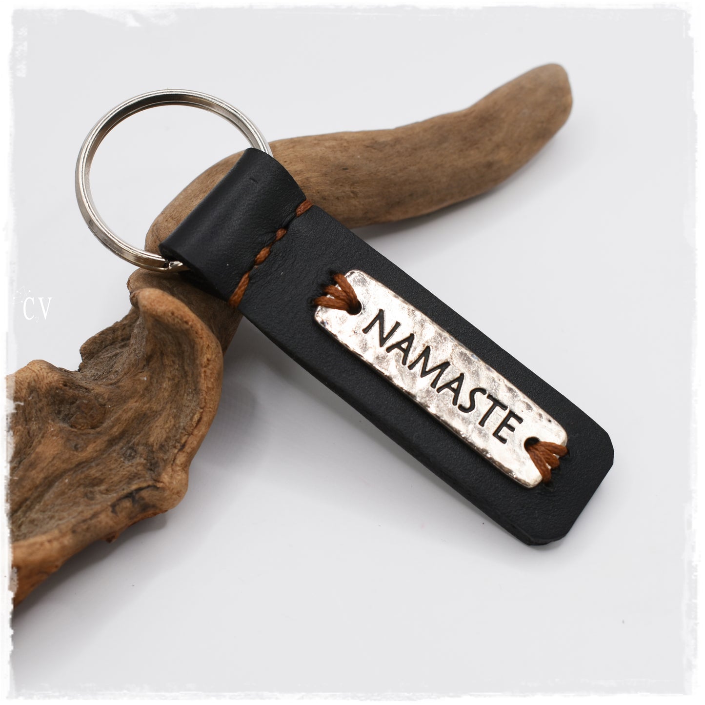 NAMASTE Leather Keychain