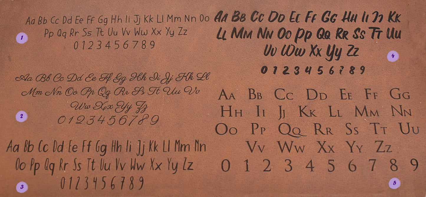 Leather Engraving Font Chart