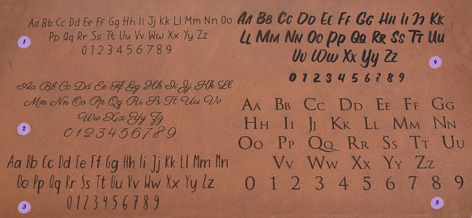 Leather Engraving Font Chart