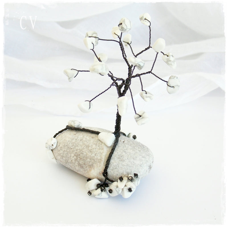 Howlite Wire Tree Sculpture