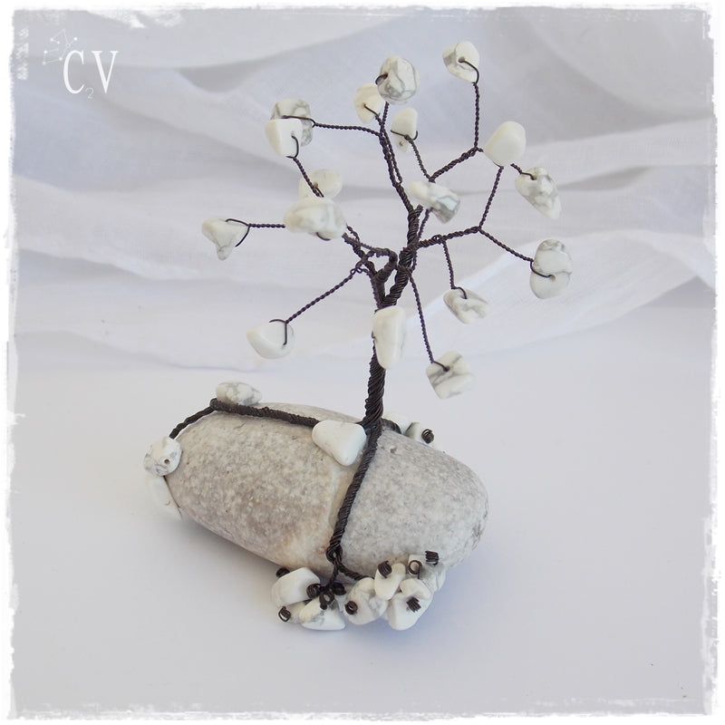 Winter Howlite Wire Tree Sculpture