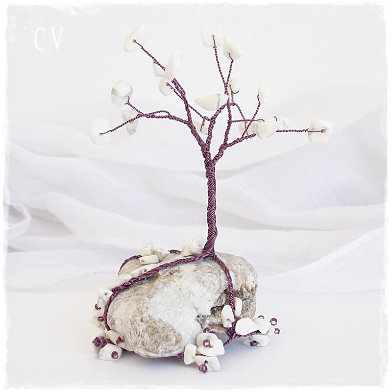 Winter Howlite Wire Tree Sculpture