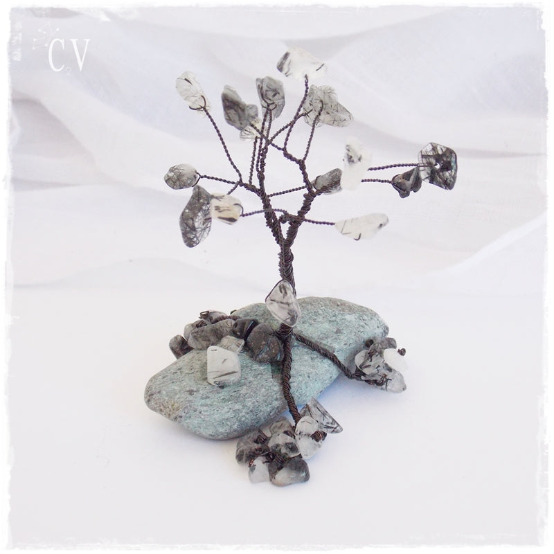 Rutilated Quartz Wire Tree Sculpture