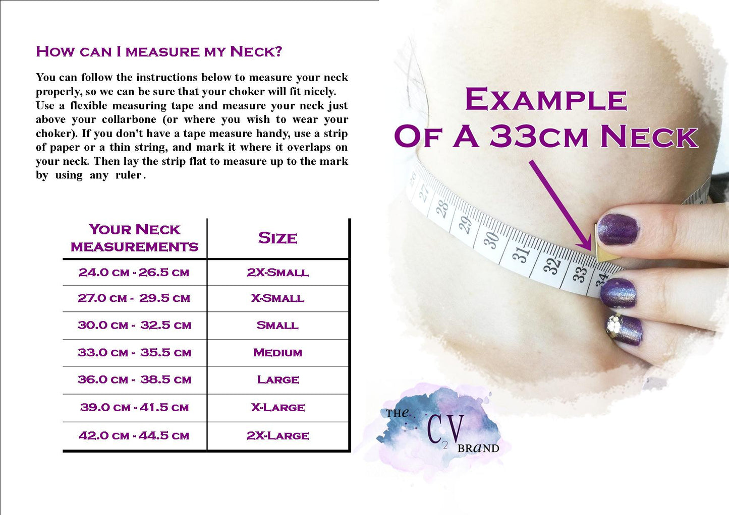 Size Chart - The C2V Brand