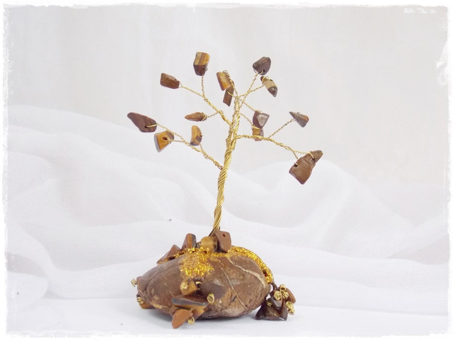 Tiger's Eye Wire Tree Sculpture